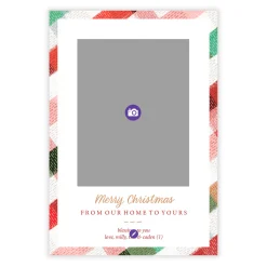 Festive Plaid Border Flat Christmas Photo Card