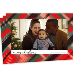 Festive Plaid Flat Christmas Photo Card