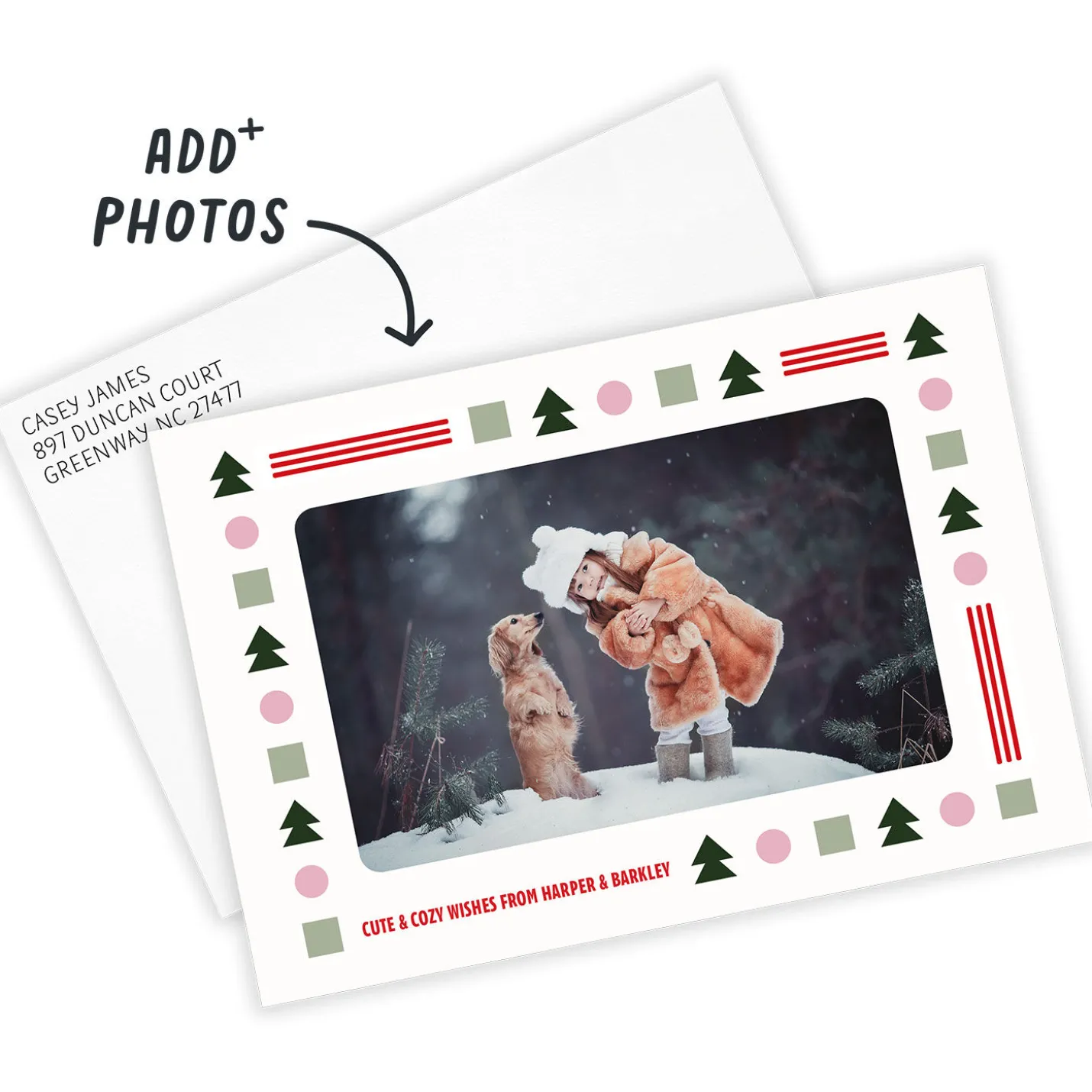 Festive Shapes Flat Christmas Photo Card