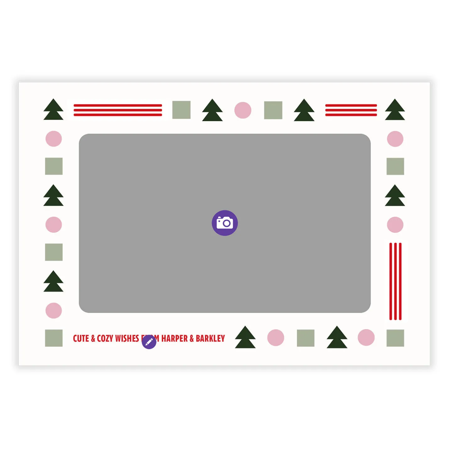 Festive Shapes Flat Christmas Photo Card