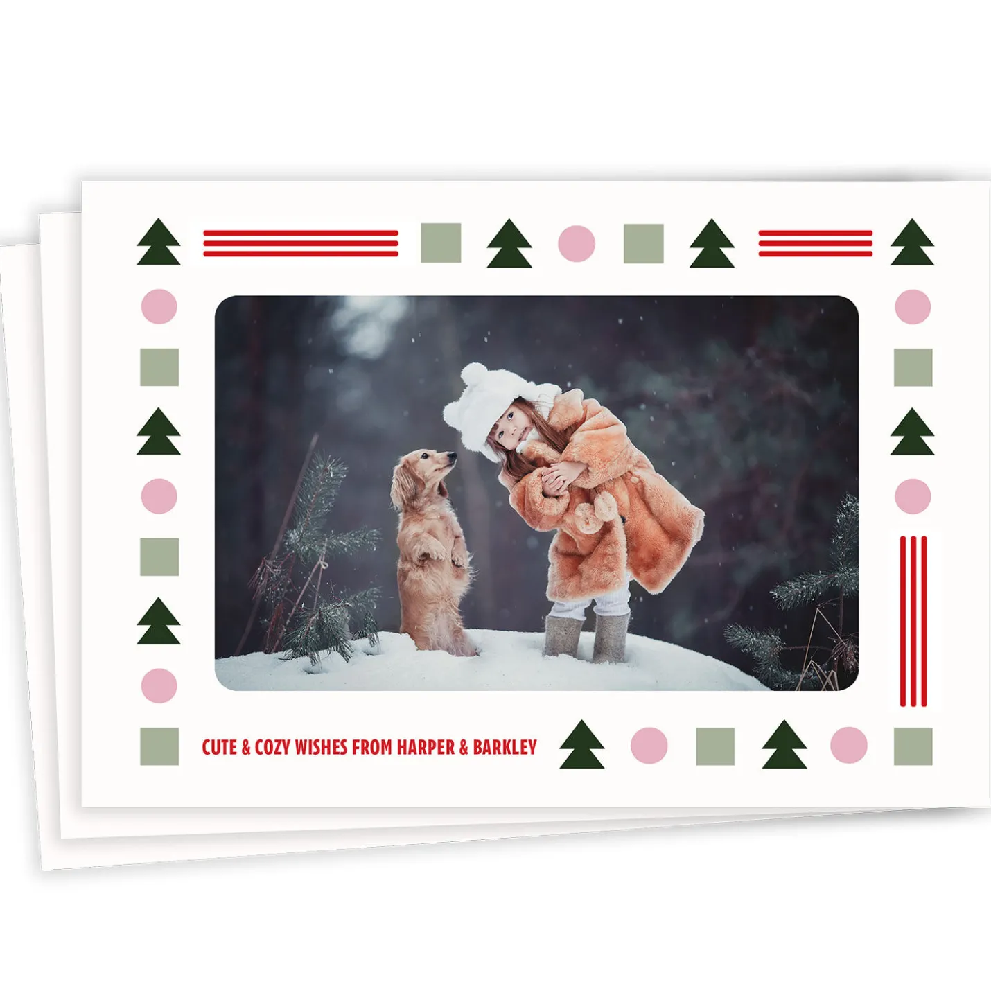 Festive Shapes Flat Christmas Photo Card