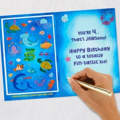 Fin-tastic Four Sharks 4th Birthday Card With Stickers