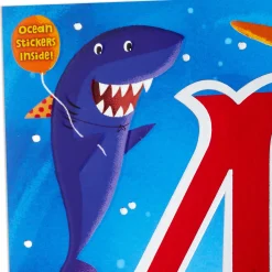 Fin-tastic Four Sharks 4th Birthday Card With Stickers