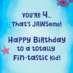 Fin-tastic Four Sharks 4th Birthday Card With Stickers