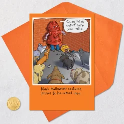 Fire Hydrant Costume and Dogs Funny Halloween Card