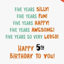 Five Years Loved 5th Birthday Card