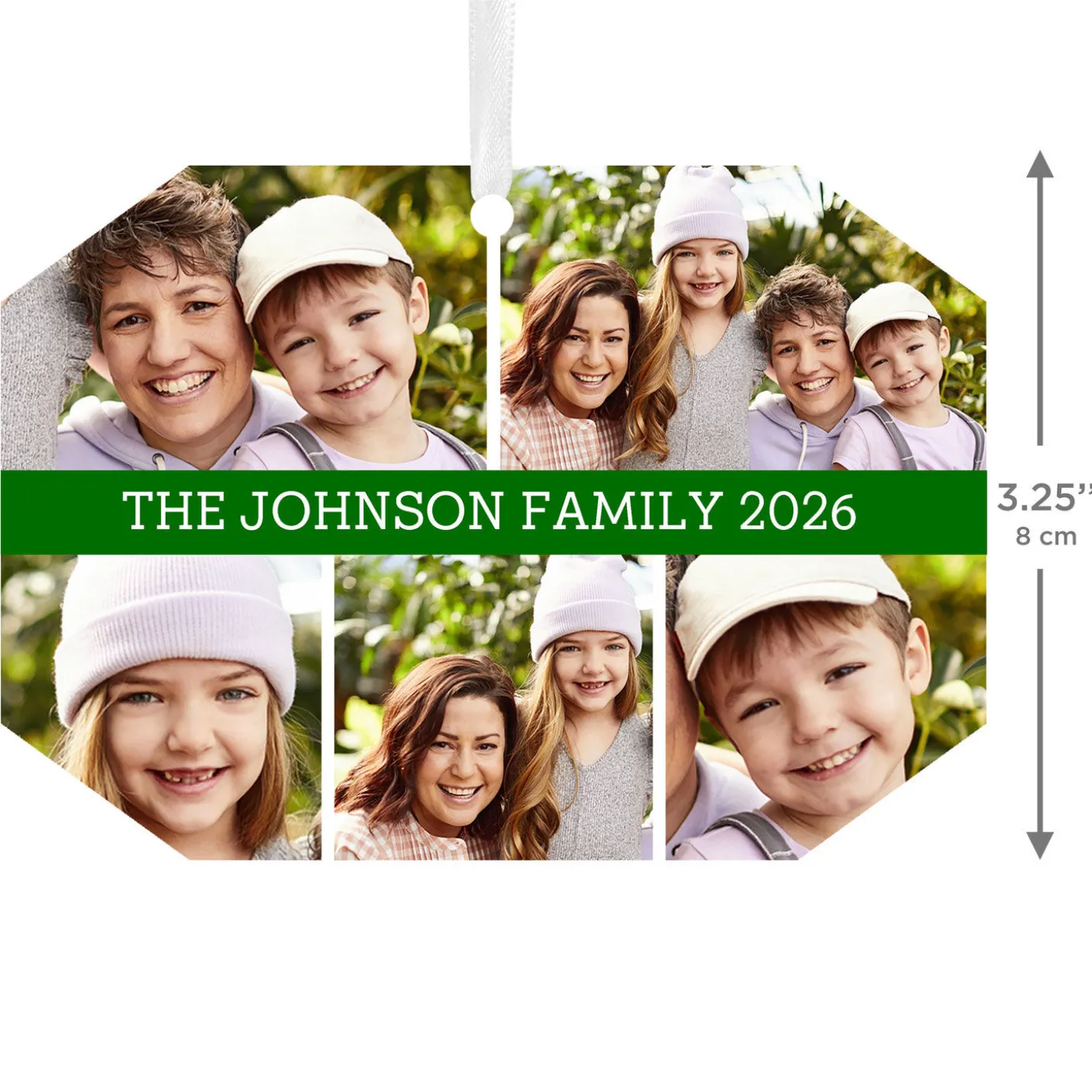 Five-Photo Metal Personalized Ornament, Custom Photo and Text