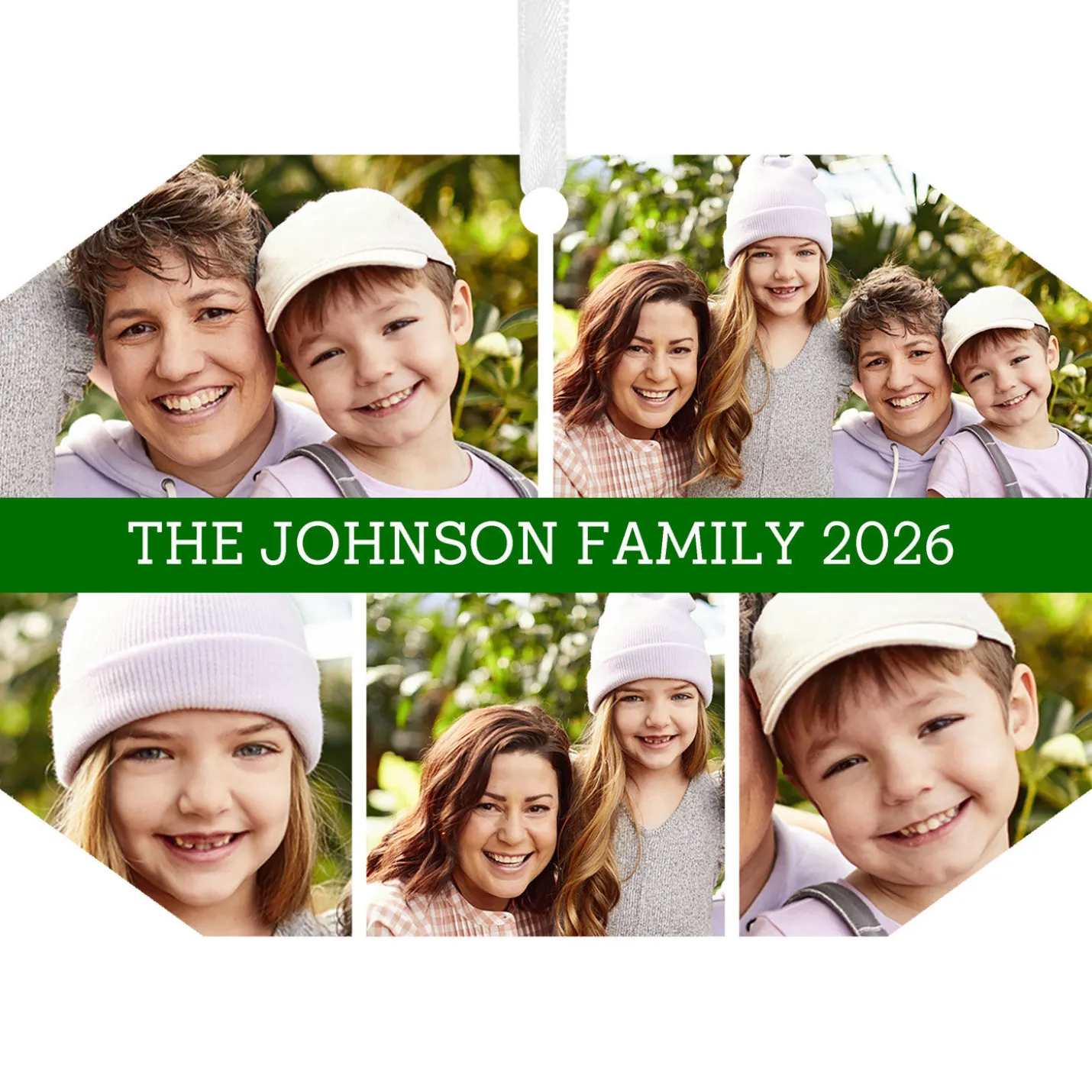 Five-Photo Metal Personalized Ornament, Custom Photo and Text