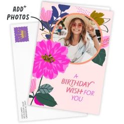 Floral Blessed Wishes Custom Birthday Card