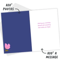 Floral Blessed Wishes Custom Birthday Card