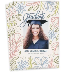 Floral and Flourish Flat Graduation Announcement