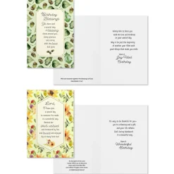 Floral Assorted Religious Birthday Cards, Box of 12