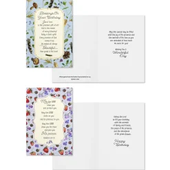 Floral Assorted Religious Birthday Cards, Box of 12