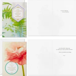 Floral Blessings Assorted Birthday Cards, Pack of 16