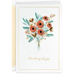 Floral Bouquet Blank Quilled Paper Handmade Thinking of You Card