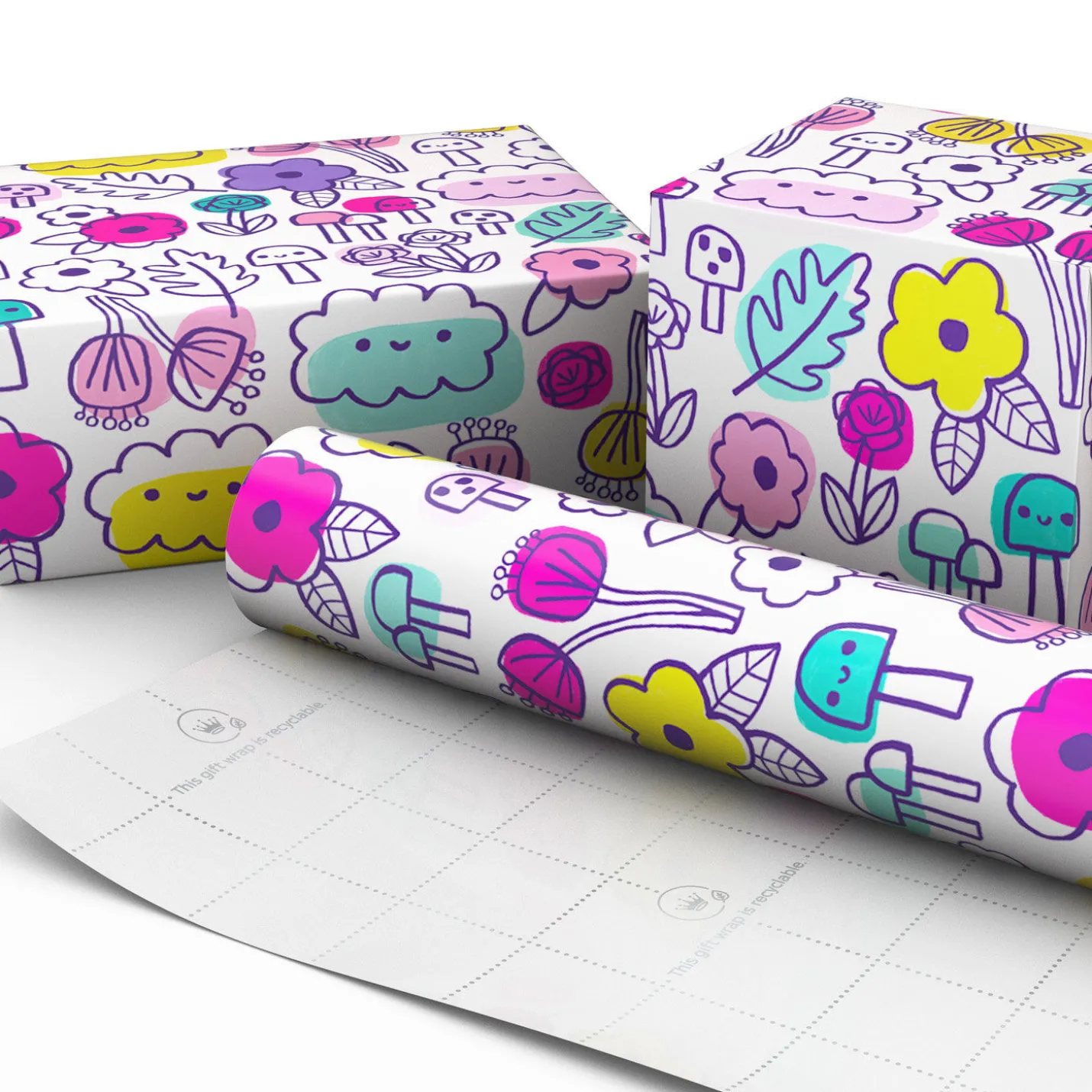 Floral Doodles Wrapping Paper, 20 sq. ft.