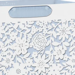 10.4" Floral Lace on Periwinkle Large Square Gift Bag
