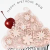 Floral Pink Cupcake Birthday Card for Mom