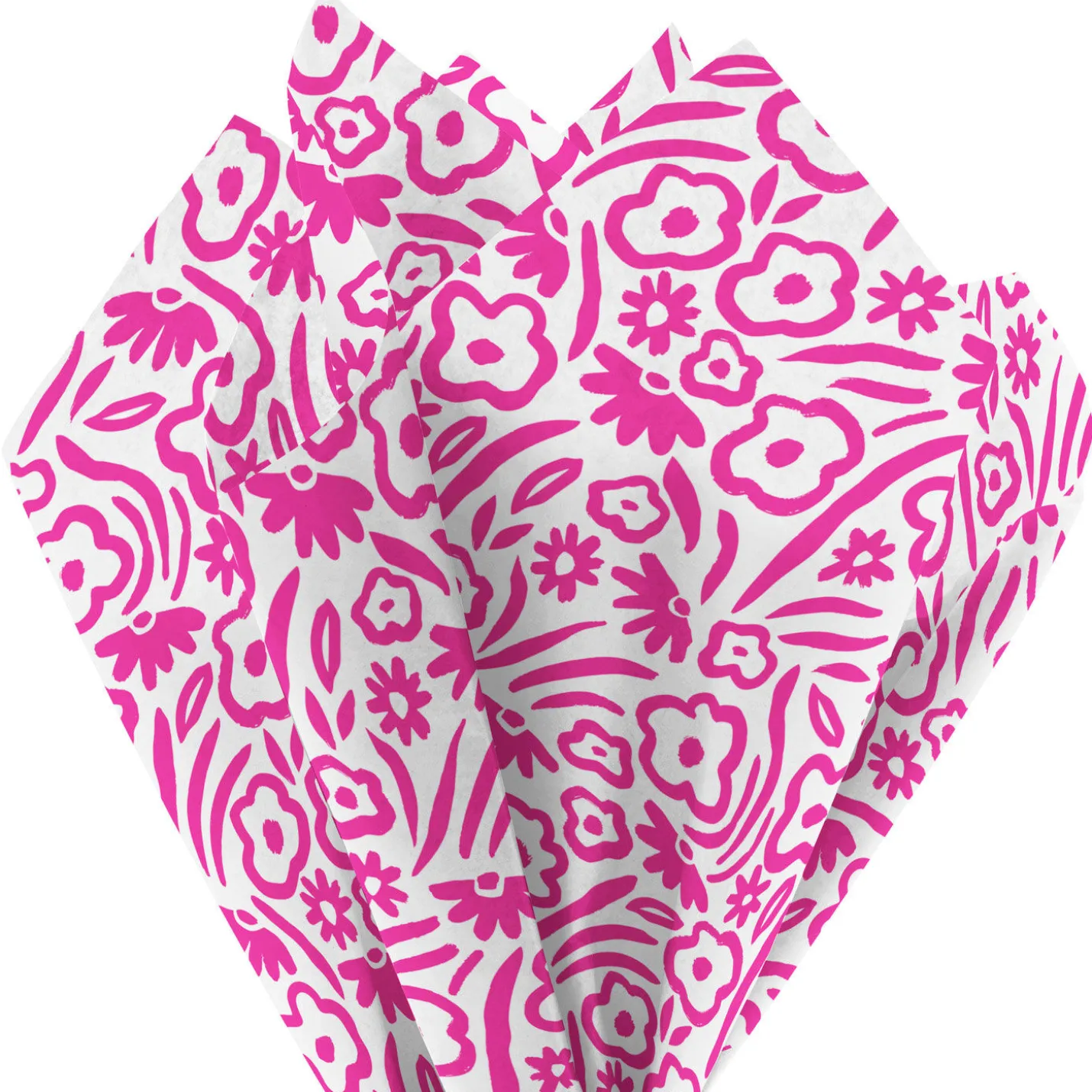Floral Pink on White Tissue Paper, 6 Sheets