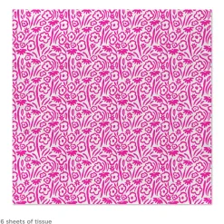 Floral Pink on White Tissue Paper, 6 Sheets