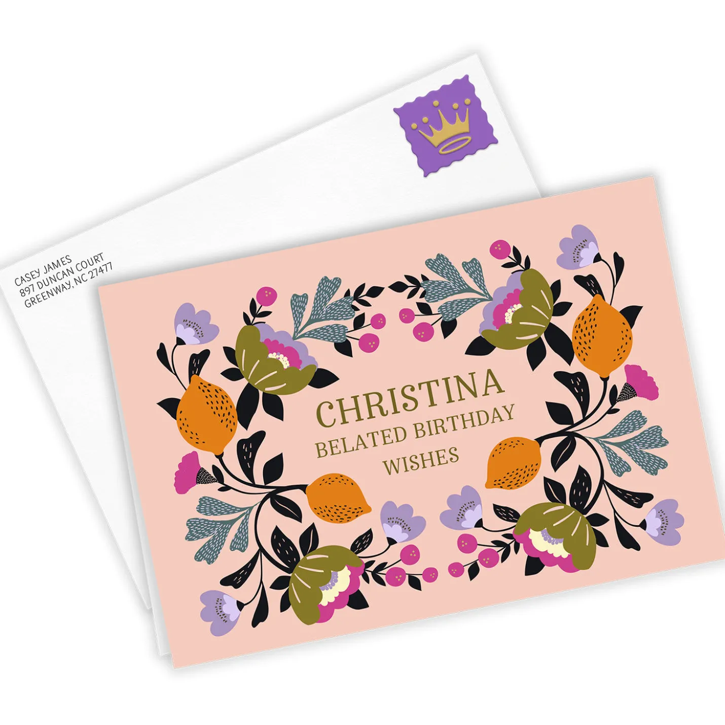 Florals on Pink Custom Card