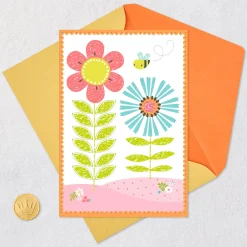 Flowers and Bee Blank Card