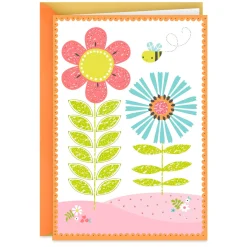 Flowers and Bee Blank Card