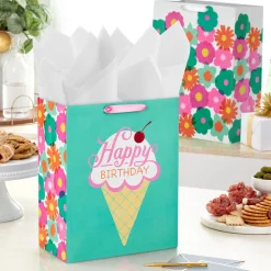 Flowers and Ice Cream 2-Pack Birthday Gift Bag Bundle