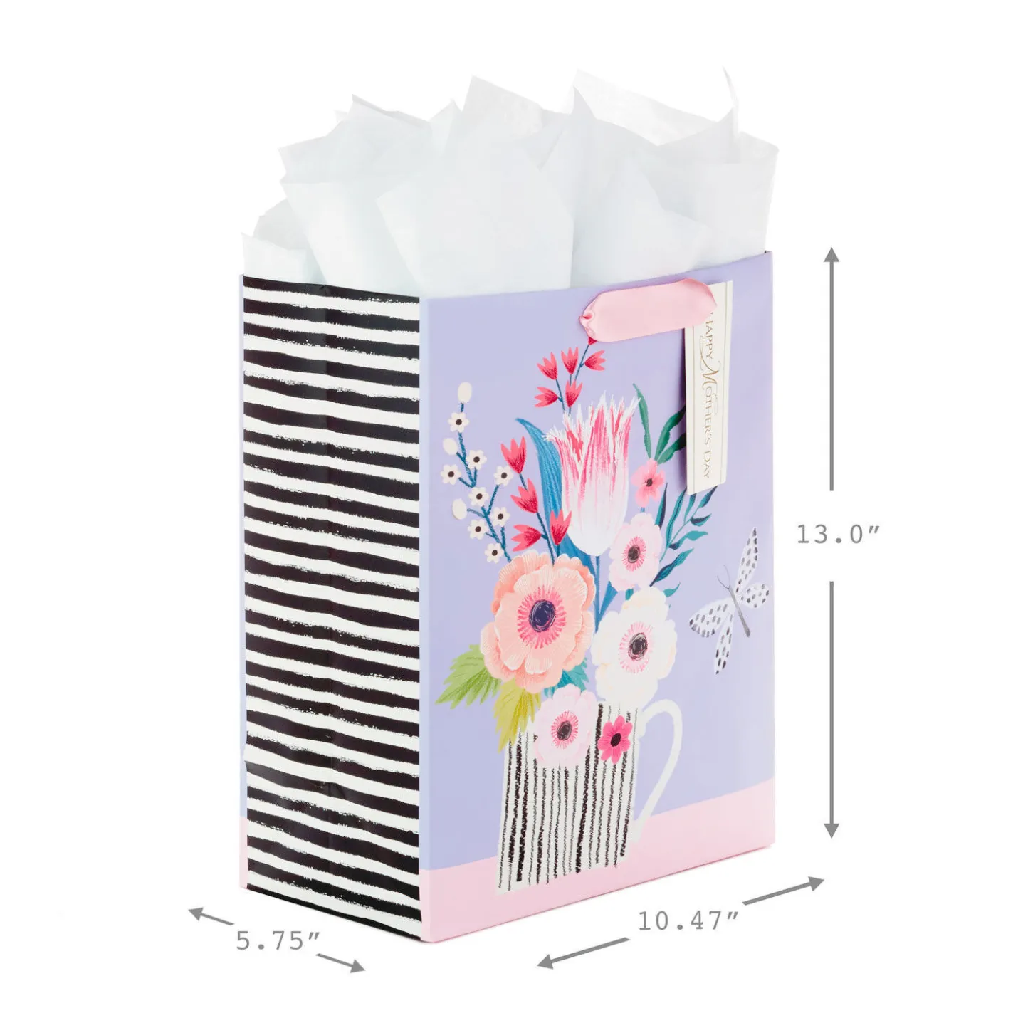 13" Flowers in Mug Large Mother's Day Gift Bag With Tissue