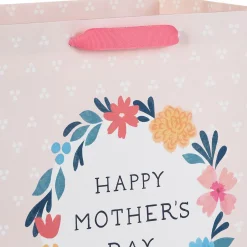 13" Flower Wreath on Pink Large Mother's Day Gift Bag
