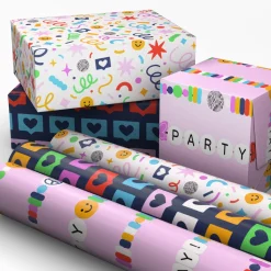 Focus on Fun 3-Pack Assorted Wrapping Paper Roll Bundle, 75 sq. ft. total