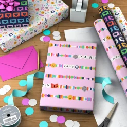 Focus on Fun 3-Pack Assorted Wrapping Paper Roll Bundle, 75 sq. ft. total
