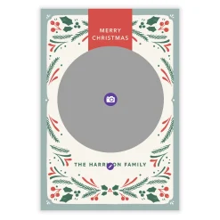Folk Art Wreath Flat Christmas Photo Card