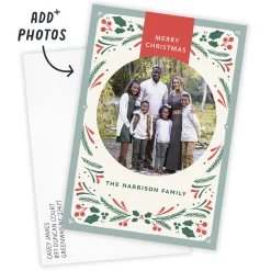 Folk Art Wreath Flat Christmas Photo Card
