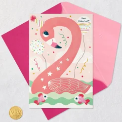 For a Fun and Fabulous Girl 2nd Birthday Card With Sticker
