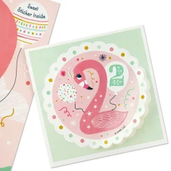 For a Fun and Fabulous Girl 2nd Birthday Card With Sticker
