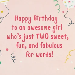 For a Fun and Fabulous Girl 2nd Birthday Card With Sticker