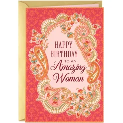 For An Amazing Woman Floral Paisley Birthday Card
