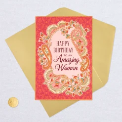 For An Amazing Woman Floral Paisley Birthday Card