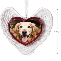 Forever Loved Memorial Heart and Angel Wings Personalized Ornament, Custom Photo