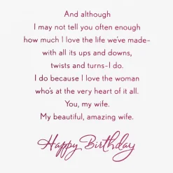 For My Beautiful, Amazing Wife Birthday Card