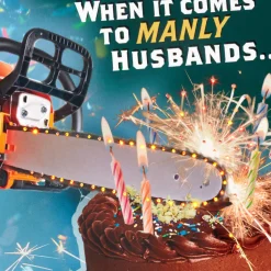 For My Manly Husband Funny Birthday Card With Sound and Light