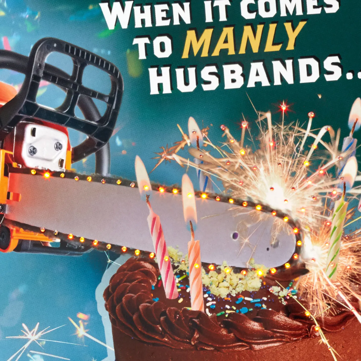 For My Manly Husband Funny Birthday Card With Sound and Light