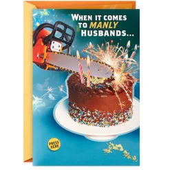 For My Manly Husband Funny Birthday Card With Sound and Light