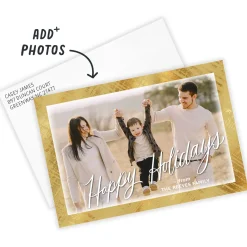 Frosted Gold Frame Flat Holiday Photo Card