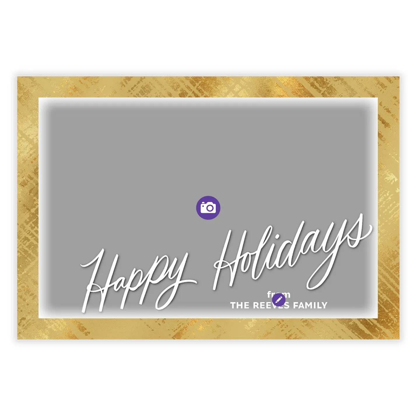 Frosted Gold Frame Flat Holiday Photo Card