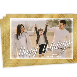 Frosted Gold Frame Flat Holiday Photo Card
