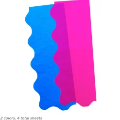 Fuchsia and Bright Blue Wavy-Edged 2-Pack Tissue Paper, 4 sheets total