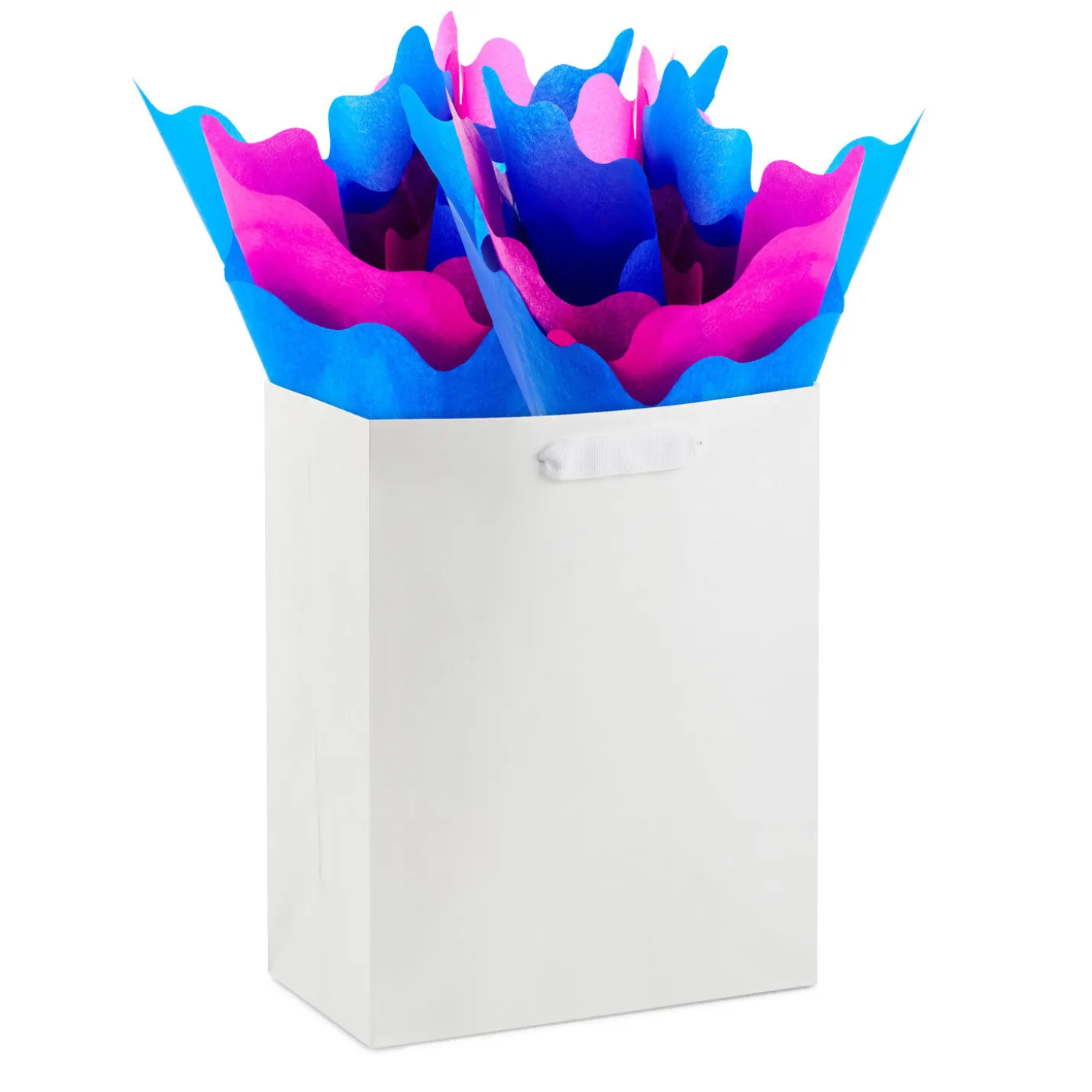 Fuchsia and Bright Blue Wavy-Edged 2-Pack Tissue Paper, 4 sheets total