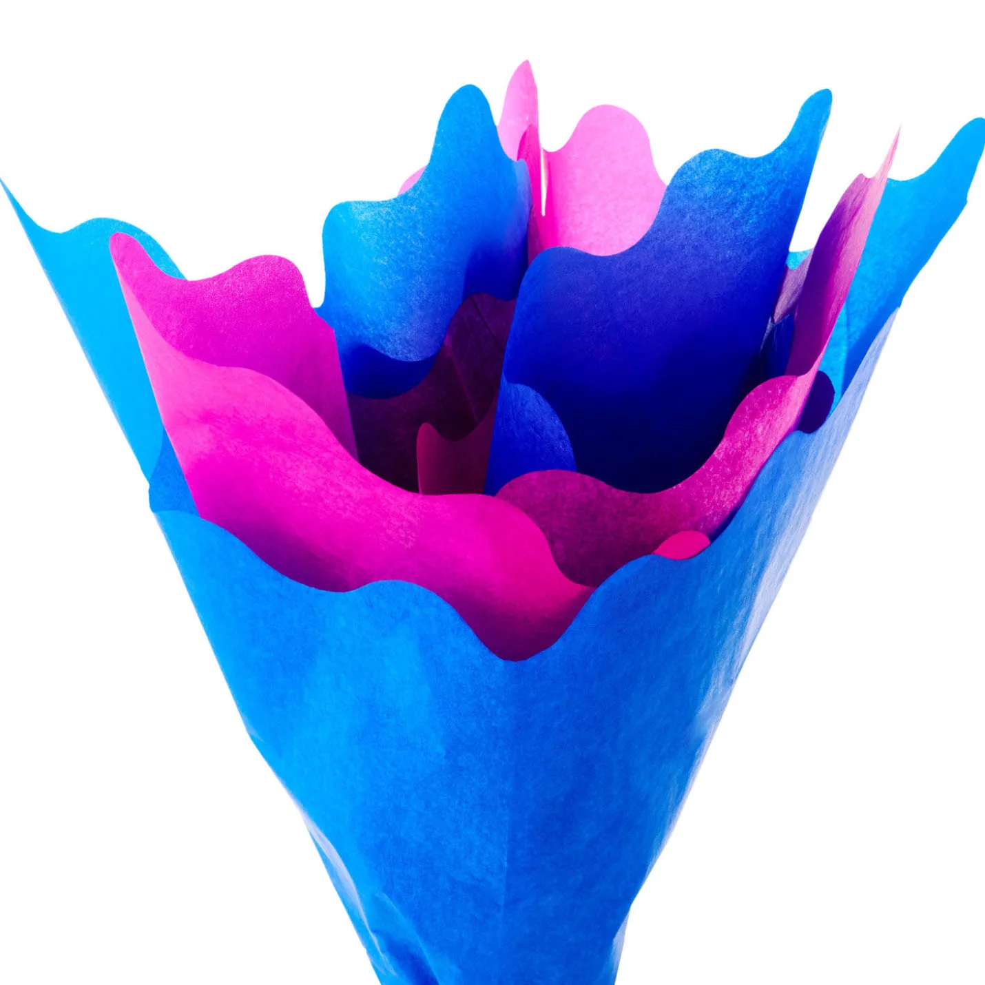 Fuchsia and Bright Blue Wavy-Edged 2-Pack Tissue Paper, 4 sheets total